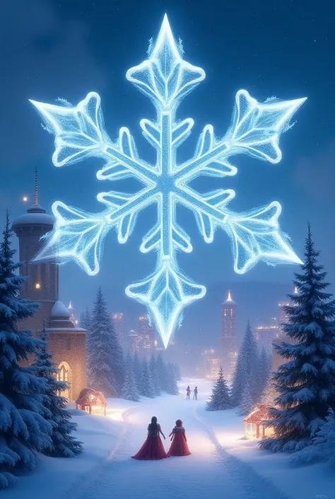 a magical city where Christmas is always celebrated inside a snowflake