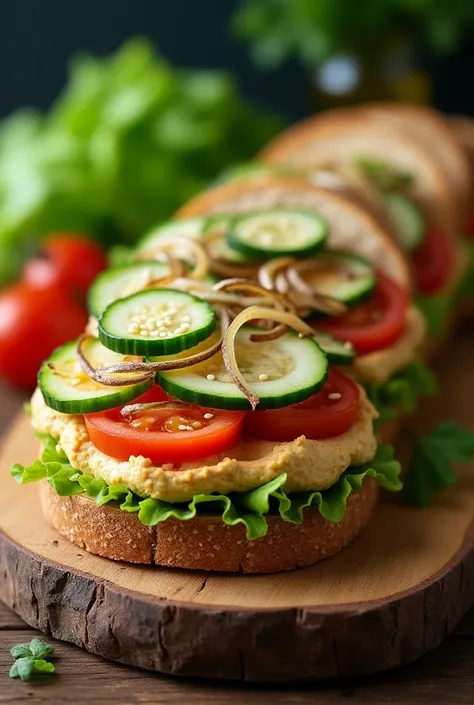 8. Sándwich de Hummus y Vegetales