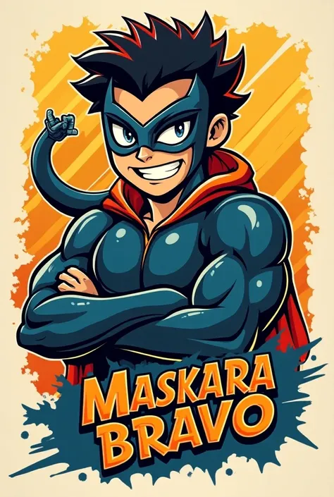 Make an image of the character Maskara Bravo for a school t-shirt