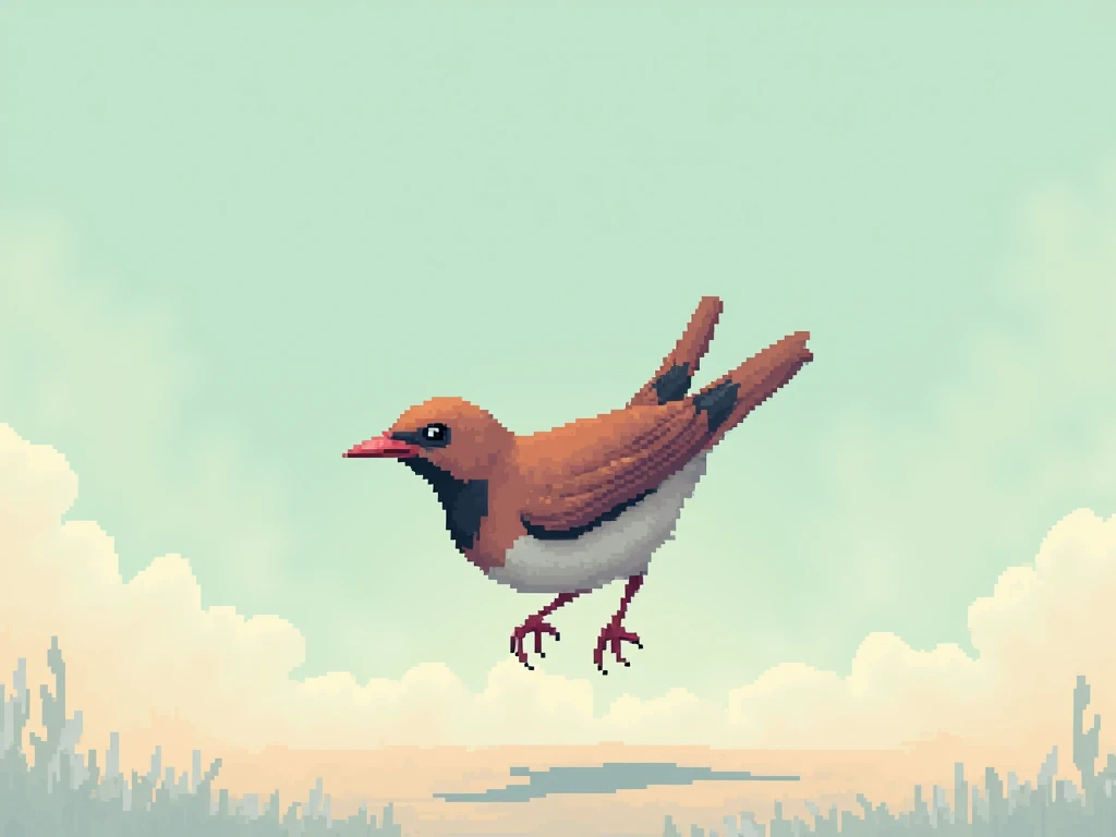  Create a full-body thrush in pixel art, that it is in 2D . bottomless