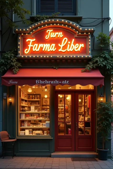 Picture that says turn farma liber pharmacy
