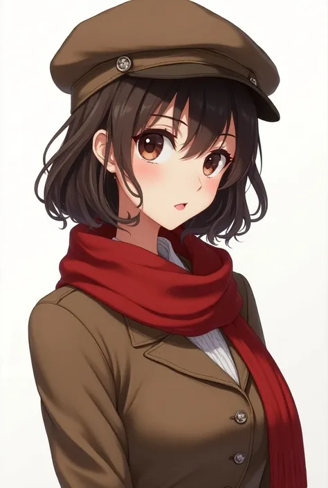 Christmas college girl gentlemen old school brown flat cap anime intimidating whitebackground