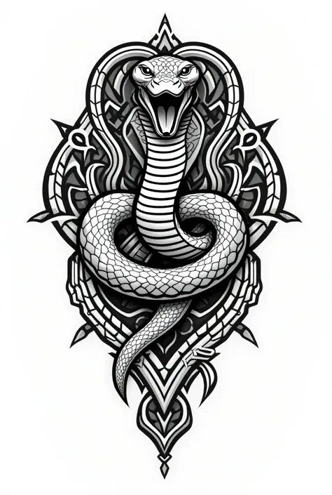 Māori tattoo of a round cobra snake