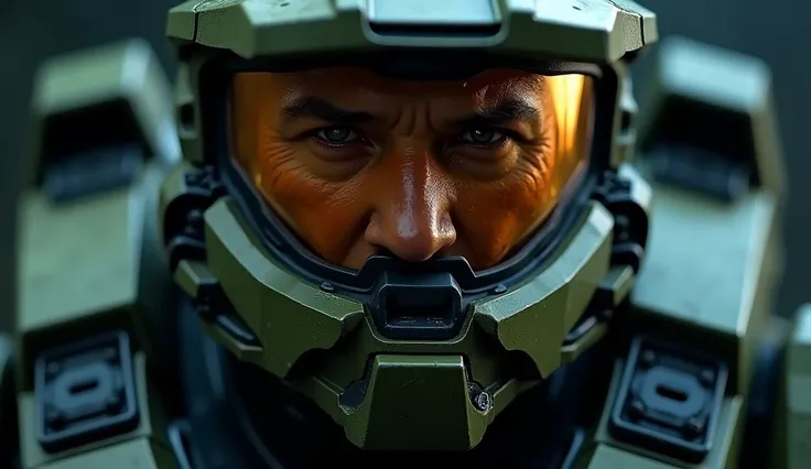 close-up, lonely Master Chief from Halo, Master Chief from Halo, loneliness ,despair, dark ambient, (((8k, foto RAW, melhor qualidade))), ultra high-resolution, ultra-detalhado, Masterpiece, Realistic