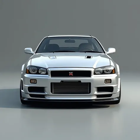  masterpiece , Nissan skyline GTR r34 silver model from the year 2001 front 