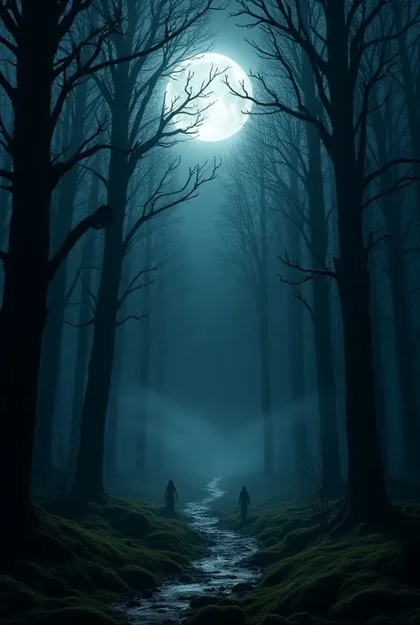 Forest in night dark