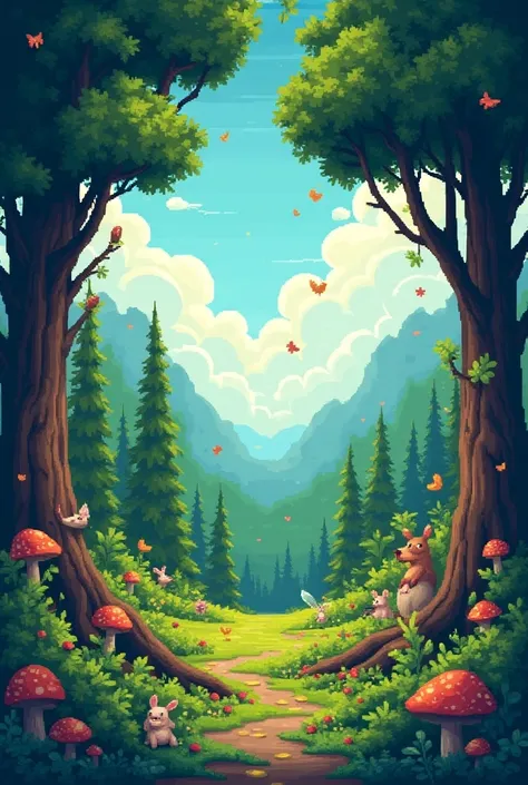 Generate a 2d forest In pixel art