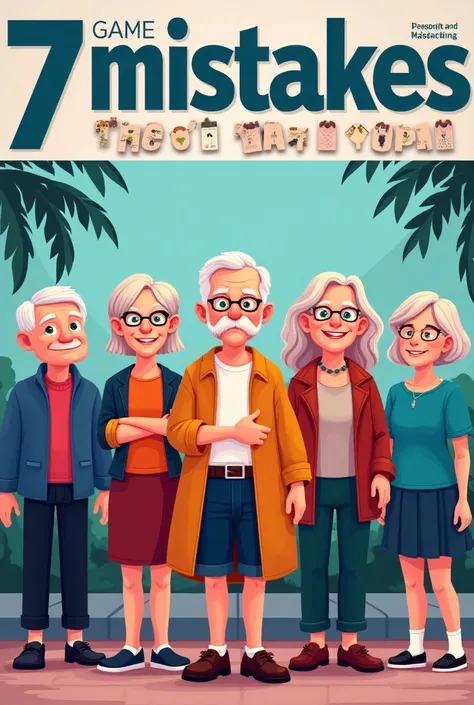 Create an image for a game magazine cover of The 7 Mistakes for Seniors.