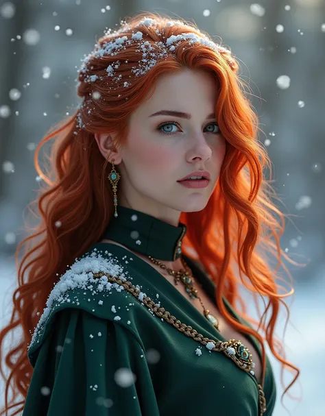 Triss merigold her hair is covered in snow 