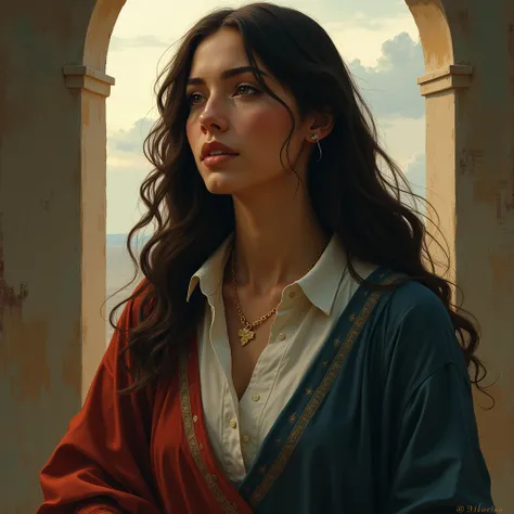 A contemporary interpretation or artistic representation of Mary Magdalene, perhaps reflecting modern views of women in faith, or images from film or modern art.