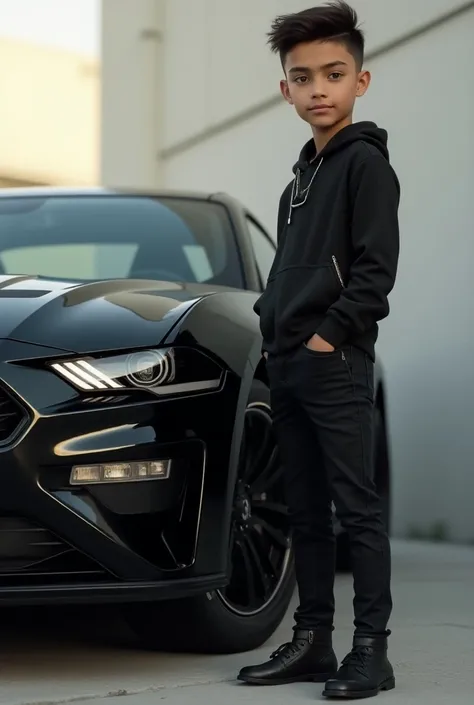 A corian  boy 
salfi with black mustang car  