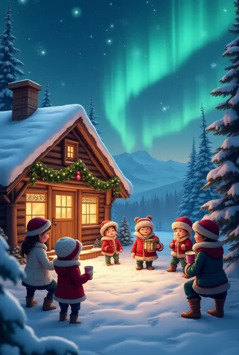  Doctors and women with their families celebrating Christmas Eve at the North Pole 