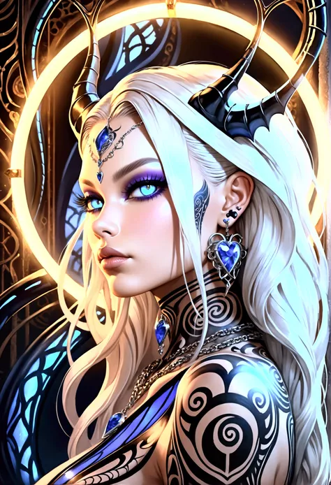 beautiful digital artwork, beautiful digital art, detailed beautiful face, 10k high quality detailed art, very beautiful digital art, digital art. highly detailed, beautiful detailed body, illuminated by a circular light that frames her head Create a hyper...