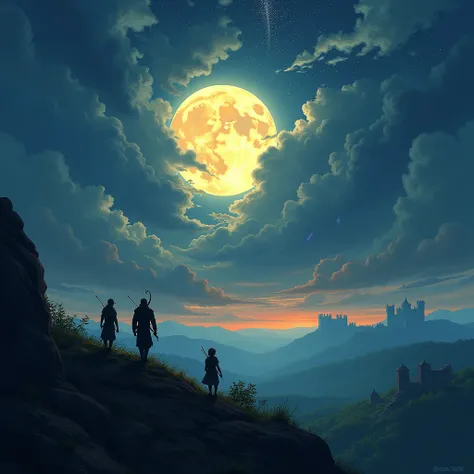 Illuminated sky, Adventure, Middle Ages, moon