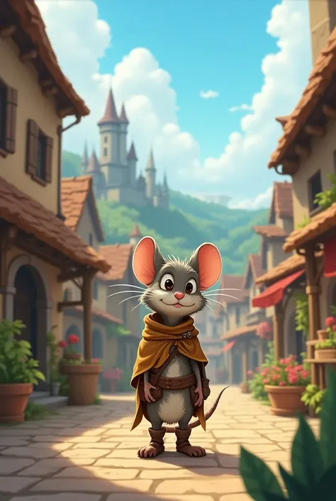 Create a 2D video game with mediaeval-style animation .  With a female character like a female rat as the protagonist