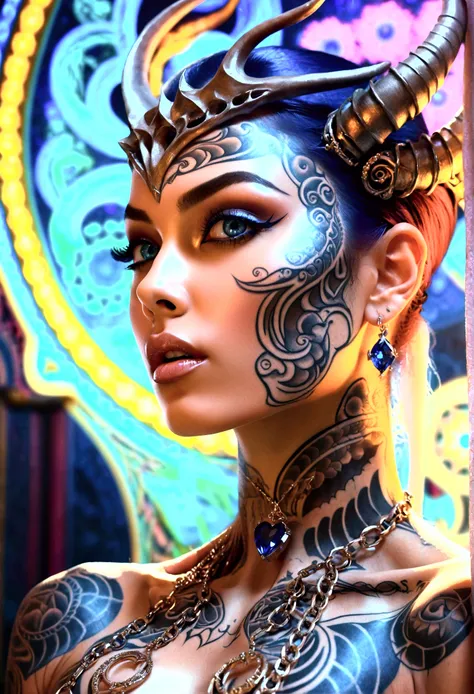 beautiful digital artwork, beautiful digital art, detailed beautiful face, 10k high quality detailed art, very beautiful digital art, digital art. highly detailed, beautiful detailed body, illuminated by a circular light that frames her head Create a hyper...