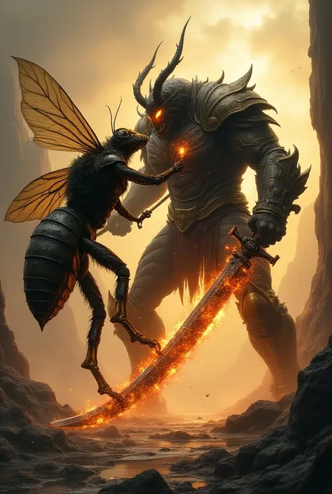 bee,colmea,giant sword,fire,fight