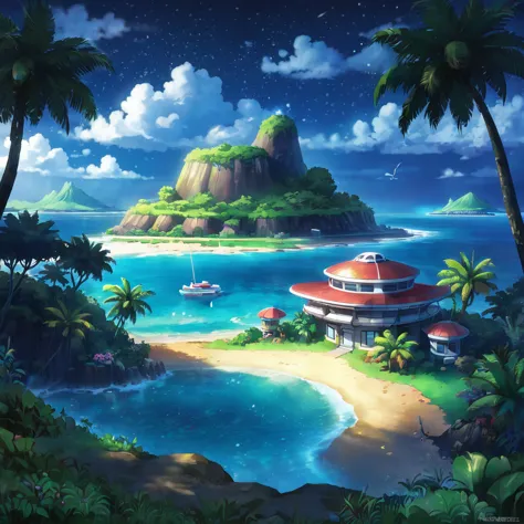 pokemon island , night, hawai