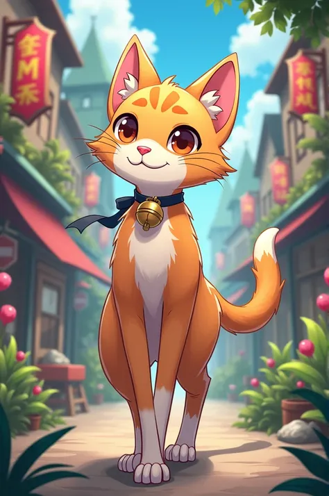 An anthropomorphic anime-style cat
