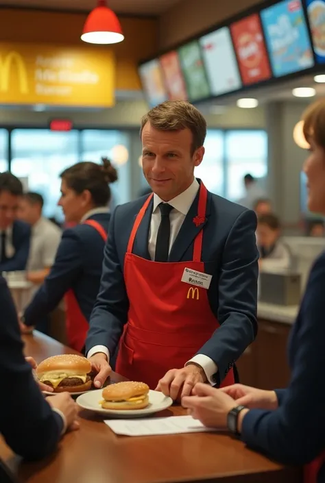 Emmanuel Macron serveur à McDonalds 