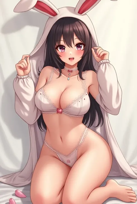 revealing anime girl in bunny costume big tits erotic position 