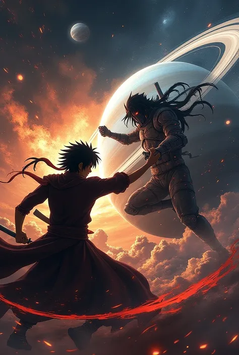 Itachi fights Jack the Wrecker on Saturns rings