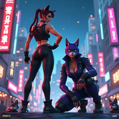 Chun li, Linx Fortnite, Fortnite, Cats, City, Night, Thumbail