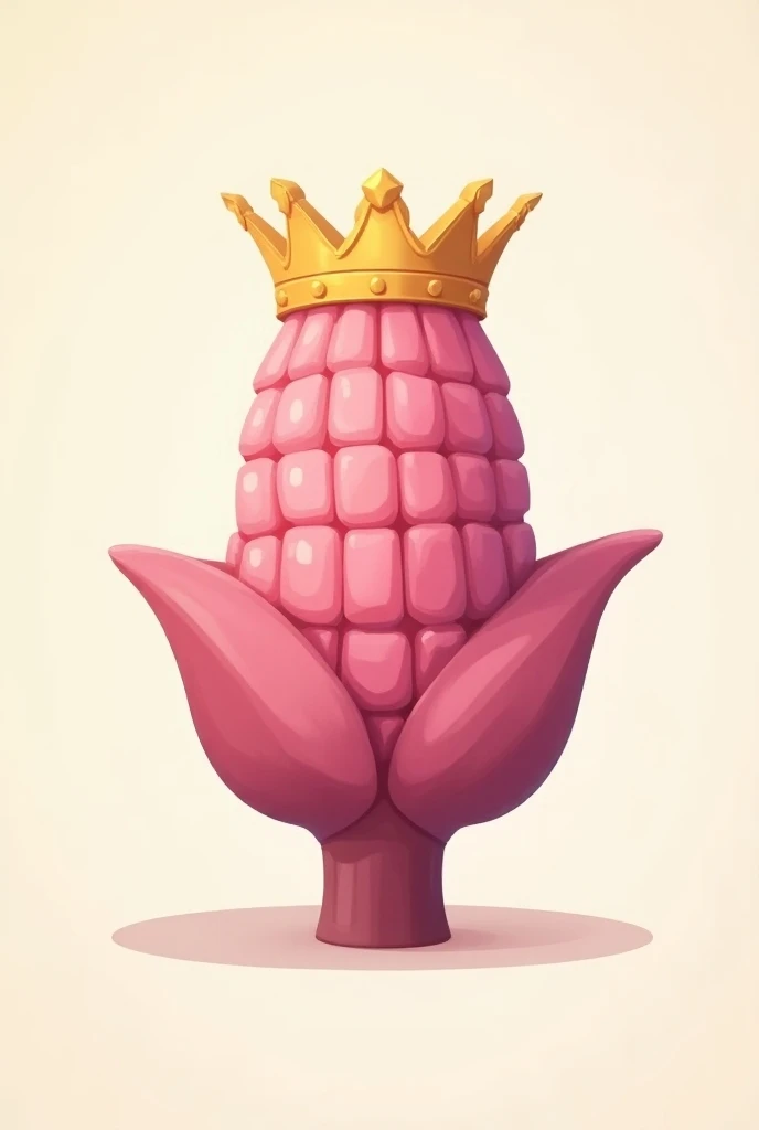 A pink Minecraft corn logo with a crown with a frame