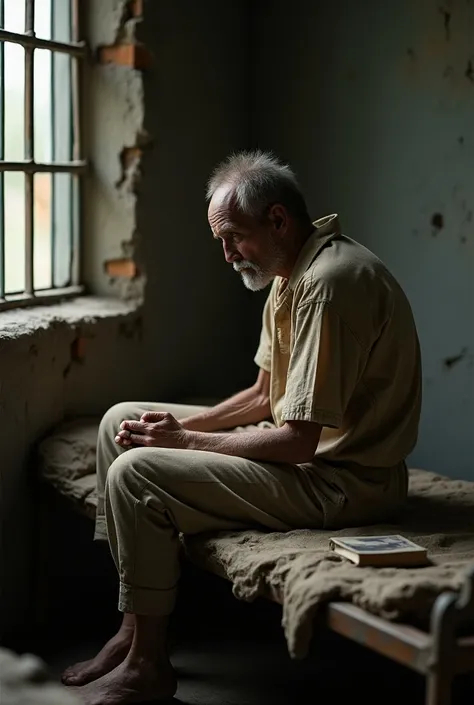 Diorama or 3D model of a man imprisoned in a prison in the nineties