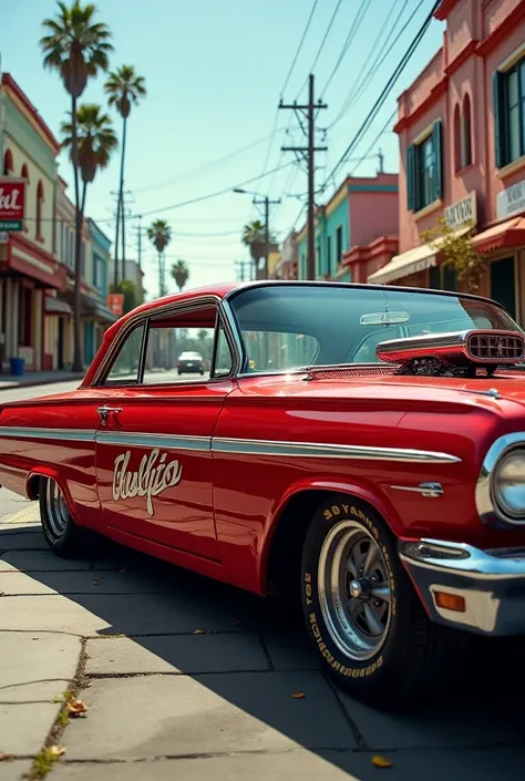 Low rider Impala 64 red (with the name of) "Cholito"