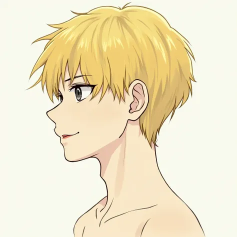 impasto, short hair, masterpiece, best quality, 1 man , gold blonde hair , perfect face , black eye , handsome male , Alone, pale skin , adult male , upper body , delicate line drawing, side view , Extremely detailed , a faint smile