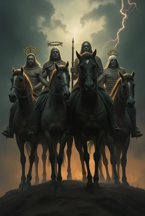  Show the 4 angels of the Apocalypse, or Horsemen of the Apocalypse  