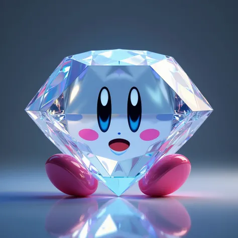 live-action, Ultra-detailed images, Real, Kirbys Dream Land diamond, (Kirbys Dream Land Mask :1.3), sparkling and reflective diamond surface, ultra-realistic 3d rendering, photorealistic, hyper detailed, studio lighting, crystal clear, reflections, shiny, ...