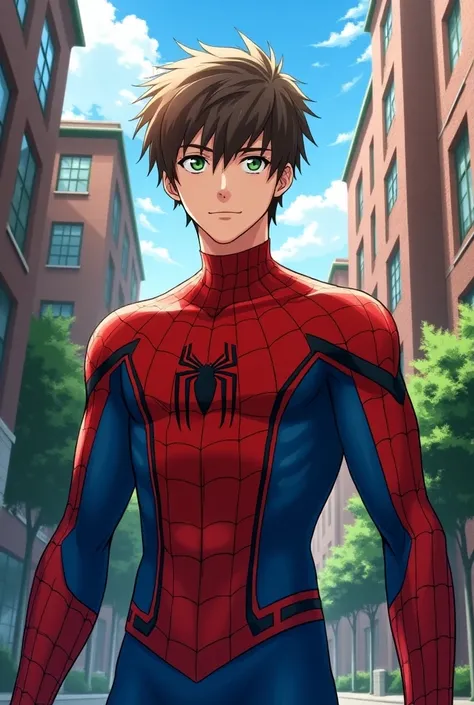  You can recreate a cover of Peter Parker  (Andrew Garfield) with his costume on without the mask ,  if he were in the world of high school dxd 