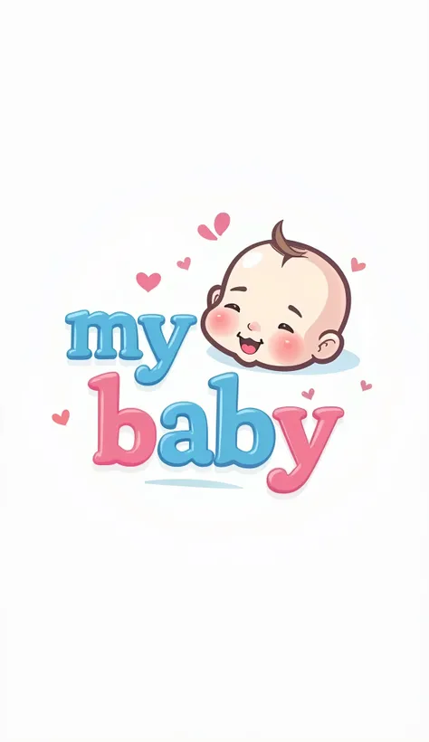 logo banner written :  My Baby in blue and pink colors and a baby drawing