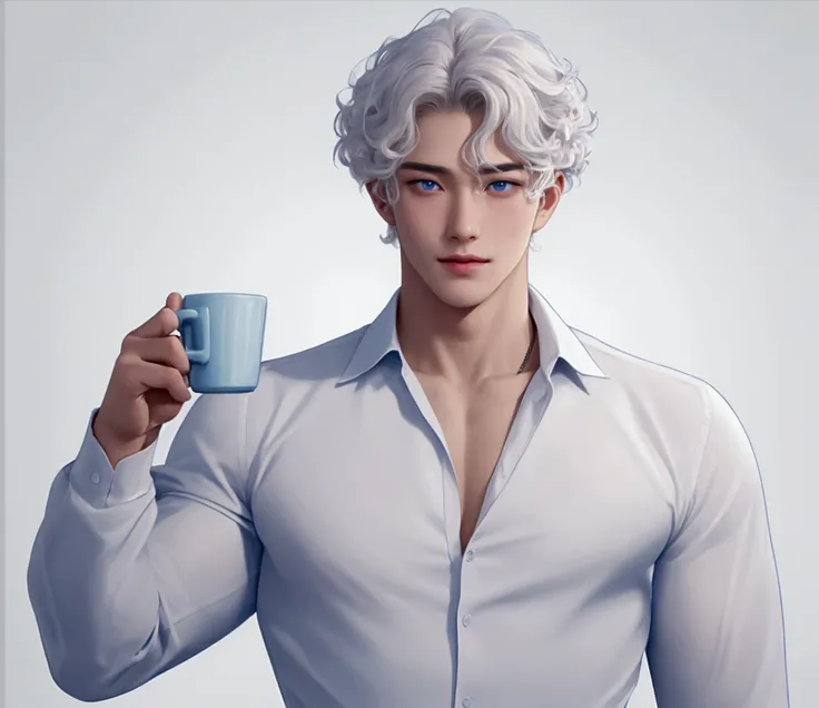 Hombre  mens adulto japones Asian varonil vistiendo ropa cómoda y casual, drinking coffee , tall and with a strong and athletic physical appearance, Heir to an ancient traditional Japanese family. Mature Factions, nice smile. Casual clothing. It is high, H...