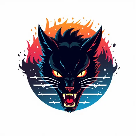 “Create a bold and dynamic logo for a music band called [THE BLACK CAT], strong, vibrant color palette. The logo should convey strength and team spirit, and be ideal for use on uniforms, merchandise and promotional materials.” white background artistic