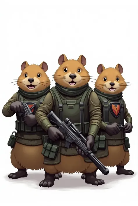 image of a party of combat wombats in the art style of Valorant with a white background make the art style more animated make them look like valorant agents