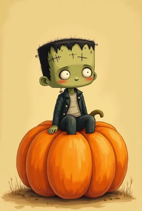 Picture for ren of a cute little Frankenstein on a pumpkin 