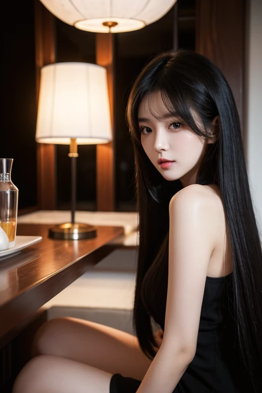  high resolution on down, solo,  1 girl, Long Hair, Black Hair, modern, 20th Generation, cute,beautiful,young,Tchai Borg