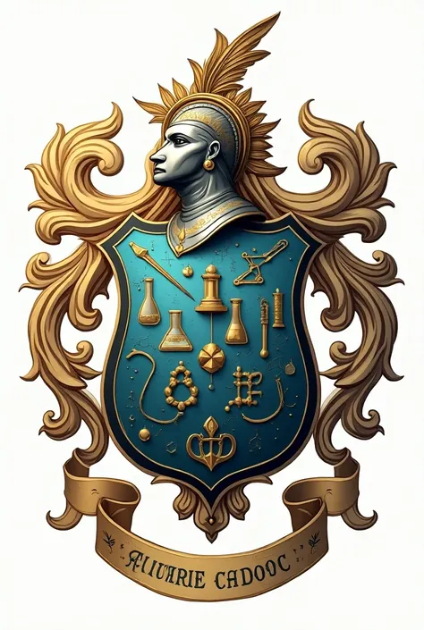 I want you to create an image that is related to a school coat of arms and which is the San Jorge school and inside this shield I want it to be a matter of science