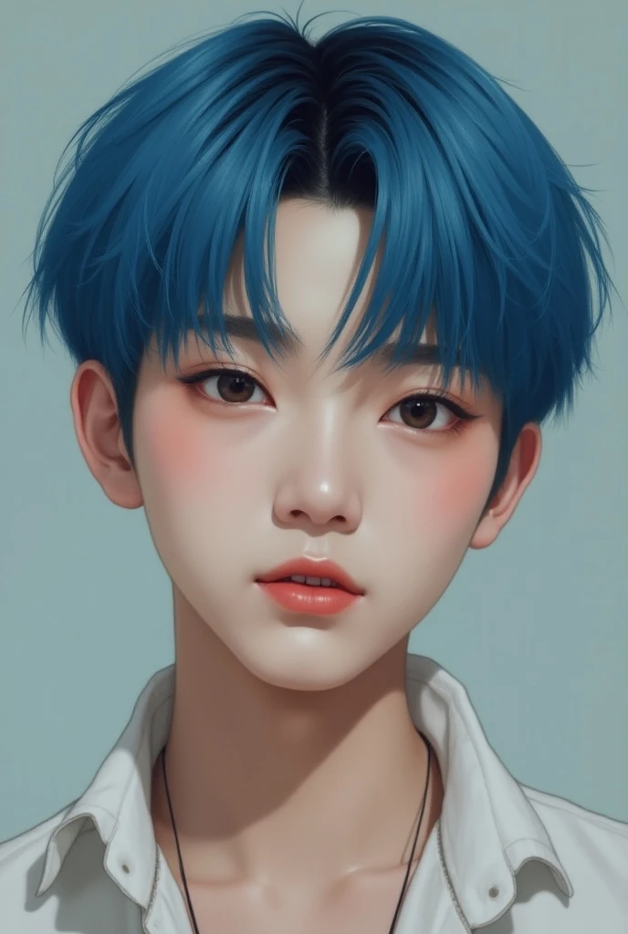 Jungkook of bts with blue hair realist