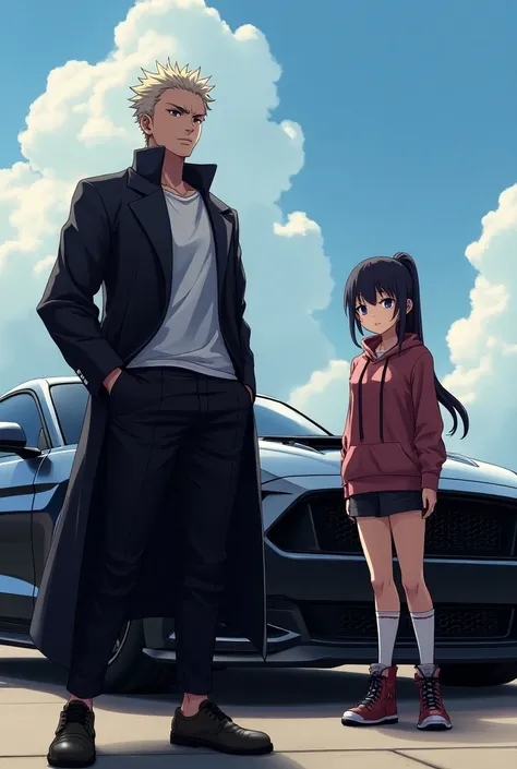 Jujutsu Kaisen Megumi Fushiguro  and mei mei with Mustang 🐎 car 