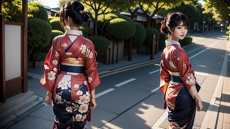 Geicha Japanese girl- short kimono- beautiful thick legs- nice butt- detailed photo- detail in HD