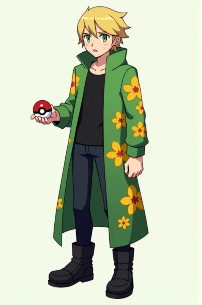 Please,  create a full-body pixel-art of a masculine-looking character , young adult,  in the style of the game :  Pokemon Black and White following the following instructions .  Make the boy look like a 25-year-old person . Make  ele tenha sardas.  Make t...