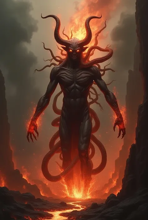 Demon turning into snakes in hell