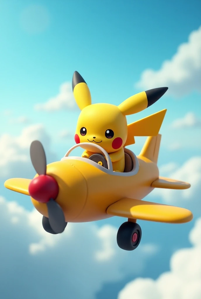 Mini Pikachú driving a plane 