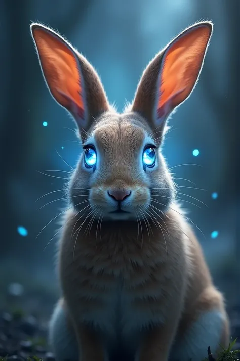 Draw me a picture of a rabbit with raised ears and with the eyes of super powerful s