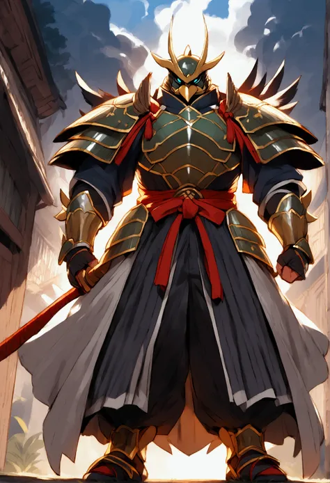 A samurai wearing bird-like armor、Standing　