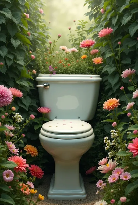 A toilet in flowers 